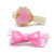 Lilies & Roses Heart Sweetheart and Bow Pink Satin Hair Clips