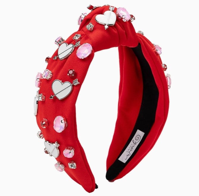 Red Fabric Headband With Hearts And Gold Gems NWT Twine and Love | Valentine main image 3