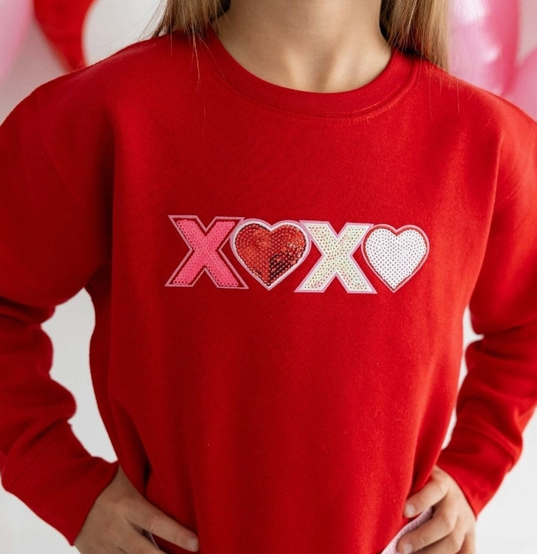 Sweet Wink Xoxo Sequin Patch Valentine&#39;s Day Sweatshirt *Preorder*