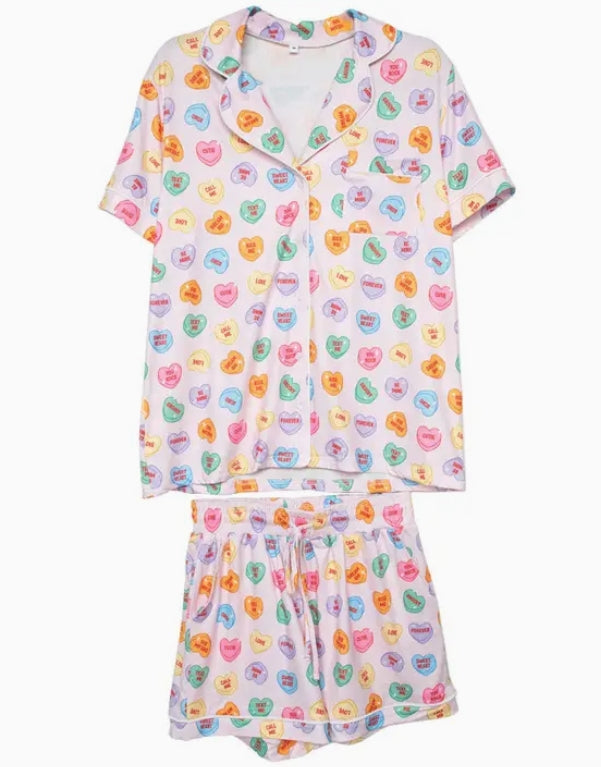 Conversation Heart Print Lounge Set -  Juniors