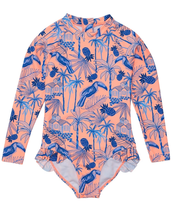 Snapper Rock Tropicana Vacay Ruffled Rashguard 2-6Y