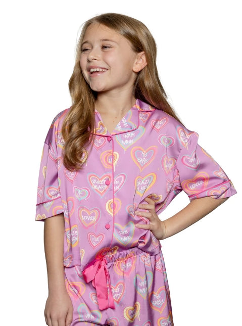 Sunshine Society Kids Silky Crazy 4 You 2pc Short Lounge Set