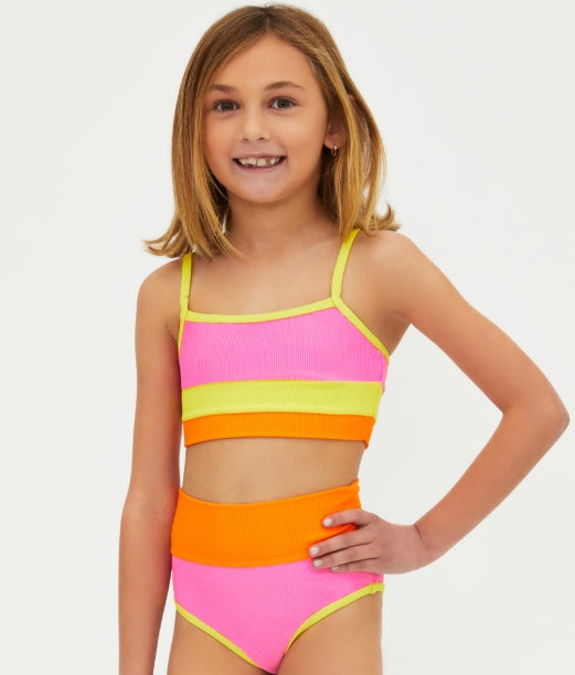 Beach Riot Kids Little Eva & Emmy 2pc Swimsuit -Soleil Colorblock