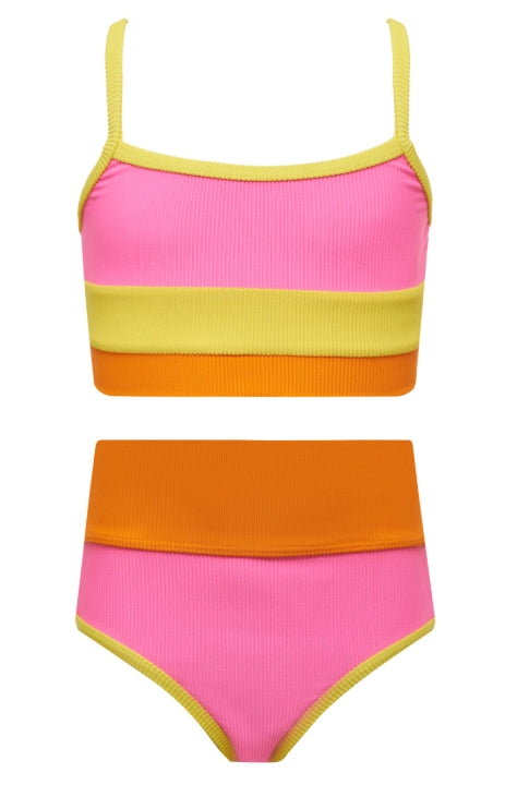 Beach Riot Kids Little Eva & Emmy 2pc Swimsuit -Soleil Colorblock