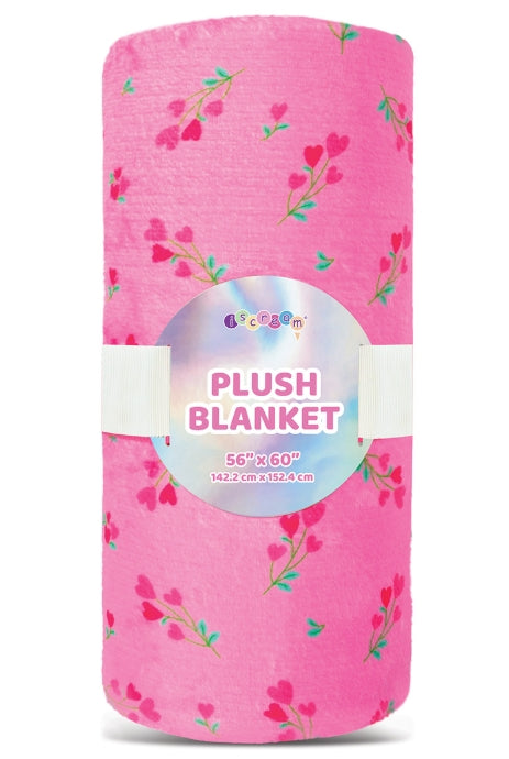 Iscream &amp; Theme Sweet Pink Heart Floral 56 X 60 Blanket  * Preorder *