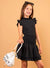 Miss Behave Girls Selena High Neck Smock Dress - Black