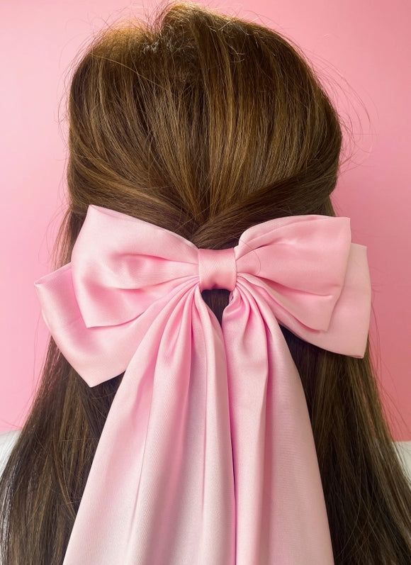 Satin Oversized Ribbon Hair Bow Barrette