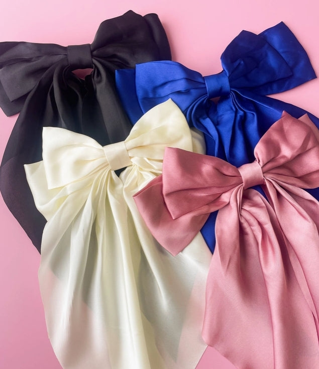 Satin Oversized Ribbon Hair Bow Barrette