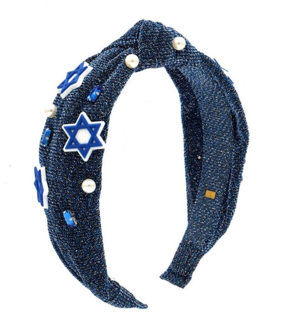 Bari Lynn Hanukkah Charm Glitter Knot Headband