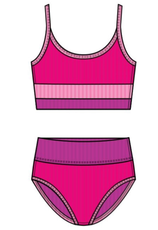 Beach Riot Kids Little Eva &amp; Emmy 2pc Swimsuit - Raspberry Colorblock