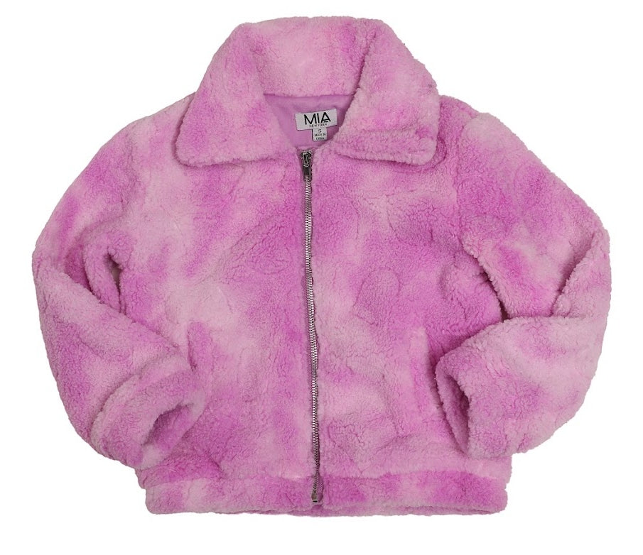 Mia New York Purple Tie Dye Sherpa Jacket