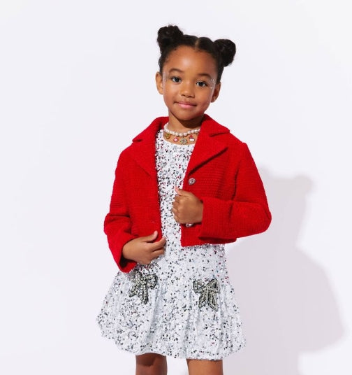 Lola + The Boys Shimmer Bow Party Dress