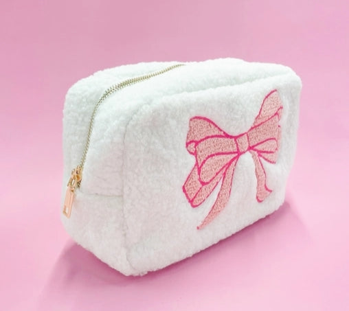 Pink Bow Teddy Cosmetic/Organizer Bag