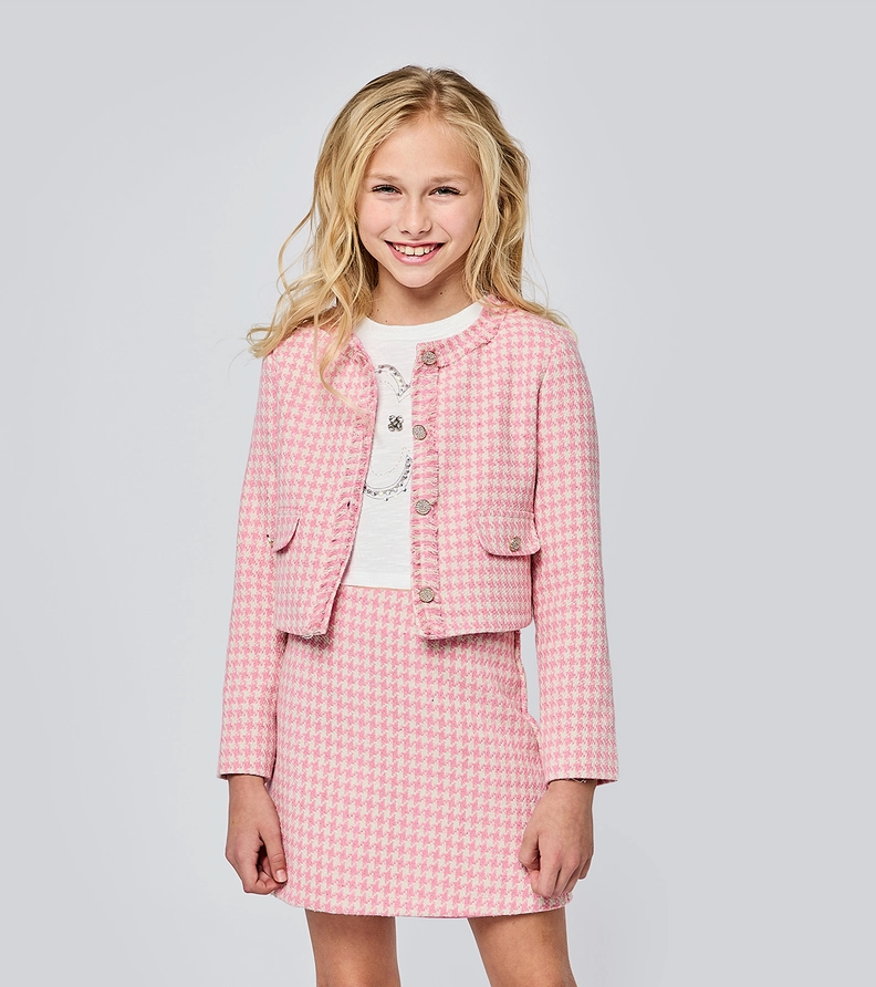 Baby Sara / Hannah Banana Houndstooth Jacket - Pink