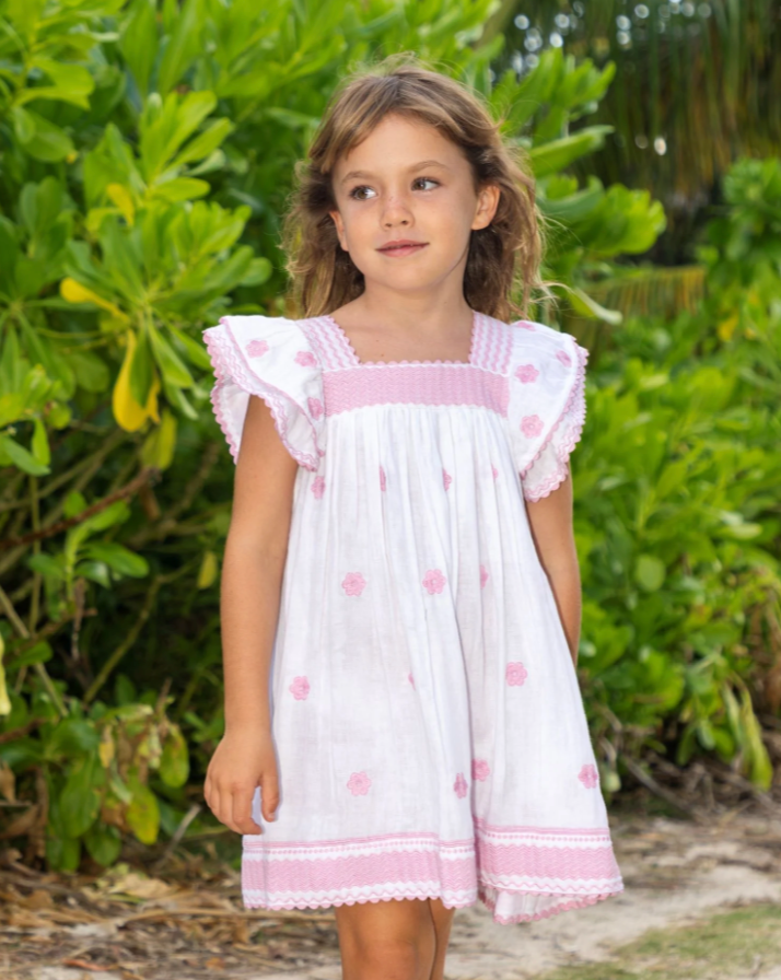 Mer St. Barth Serena Girl's Tassel Dress -Pink Frangipani