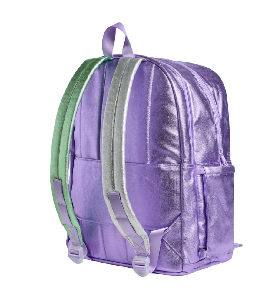 Mochila de 16" con dos bolsillos para niños Kane de State Bags - Lila metalizado