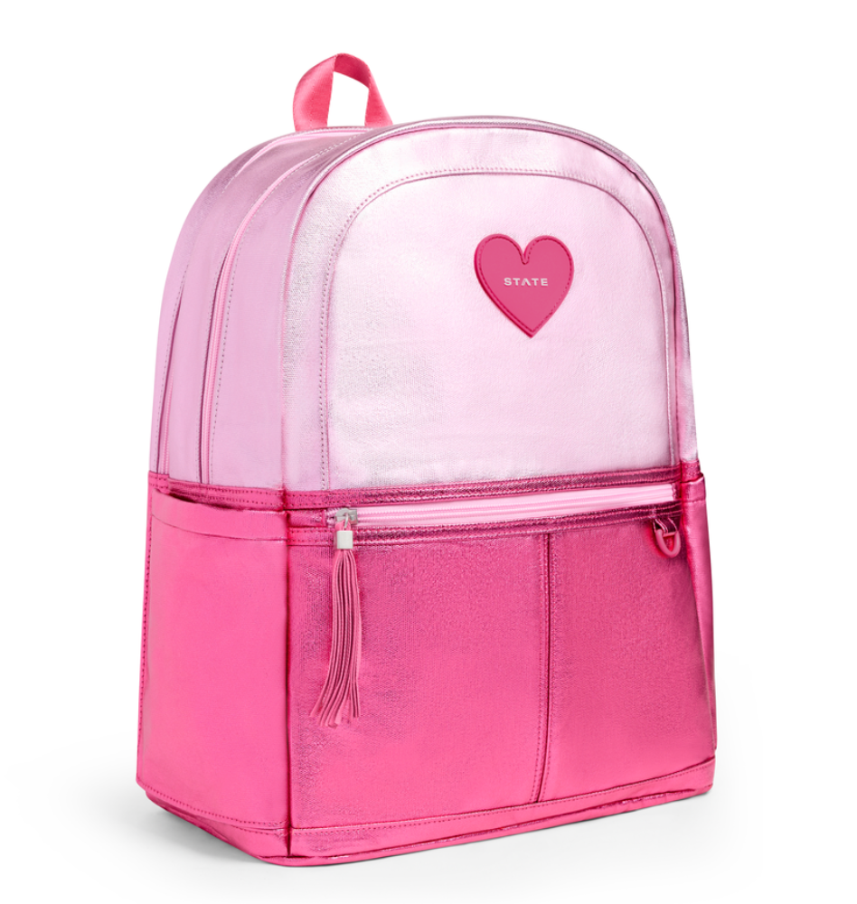 State Bags Kane Kids Double Pocket 16" Backpack - Pink/Hot Pink Colorblock
