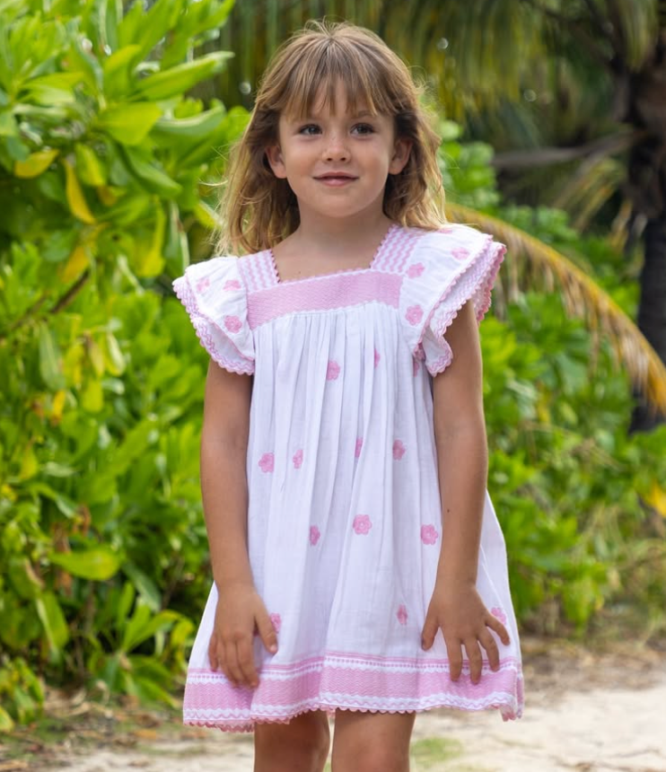 Mer St. Barth Serena Girl's Tassel Dress -Pink Frangipani