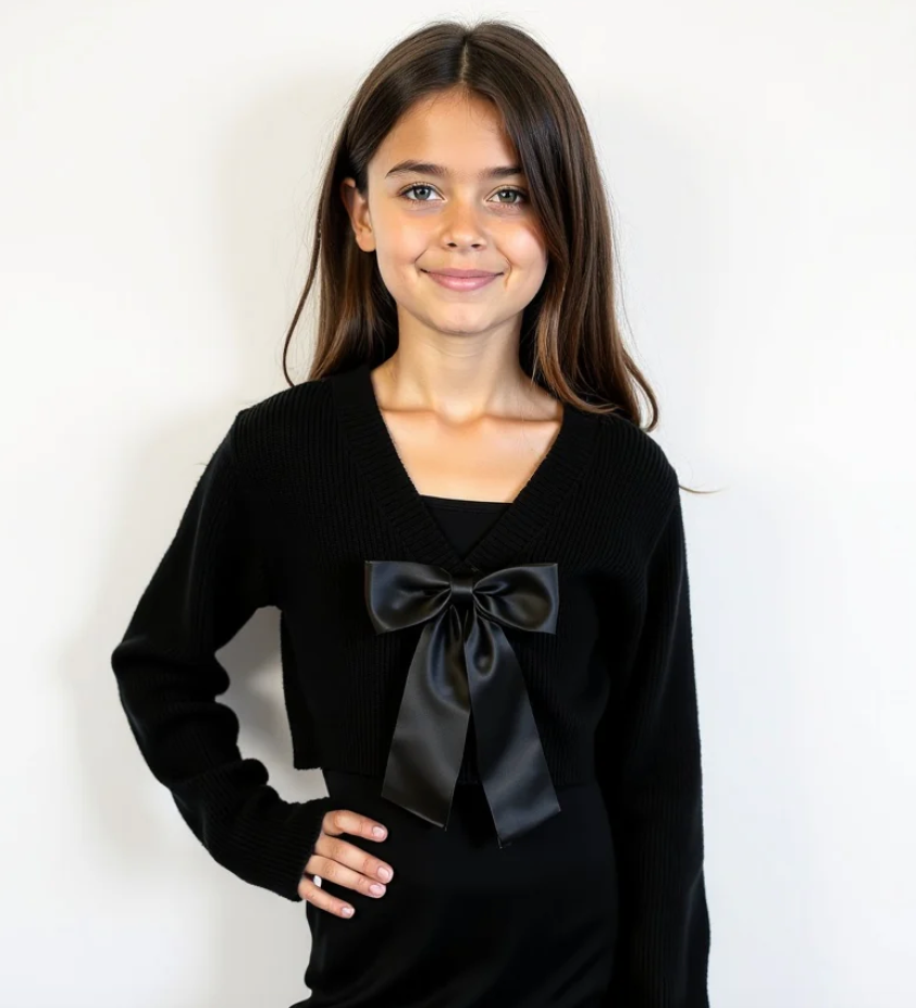 Gold Rush NYC Addison Bow Cardigan - Black