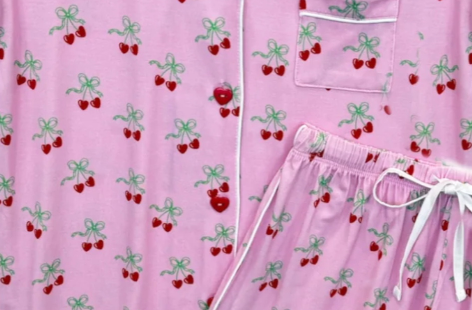 KatieJ NYC Lynn Short Set - Cherry Bow Print