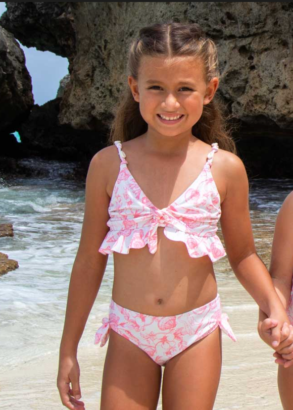 Shade Critters Ruffle Bikini - Coral Seaside Toile