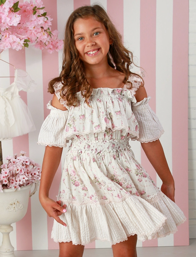 Ooh! La, La! Couture Avery Dress - Shabby Chic Floral & Stripe