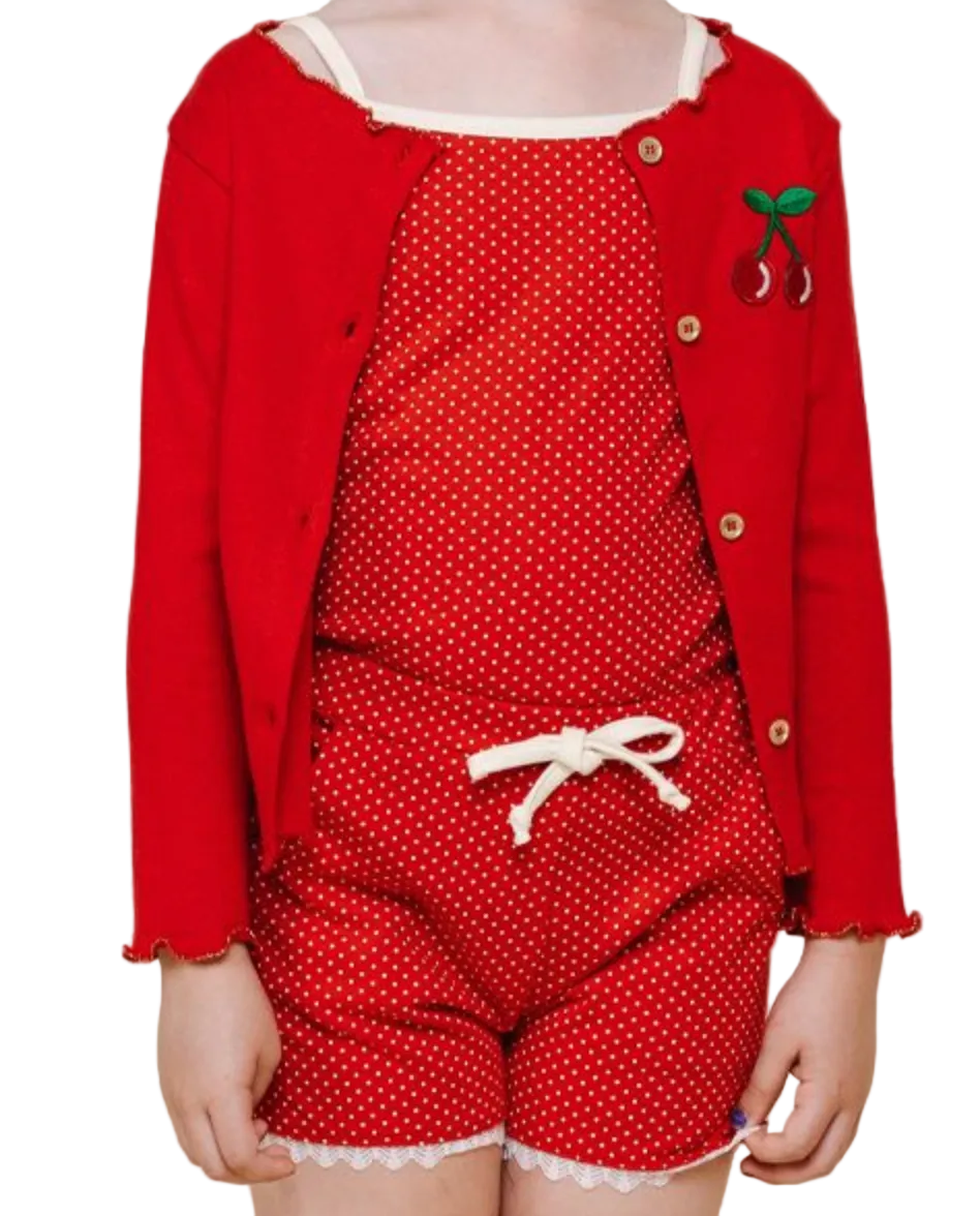 girls red polka dot tank top and short outfit by petite hailey