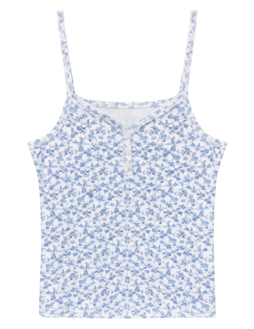 KatieJ NYC Hailey Tank - Blue Mini Toile
