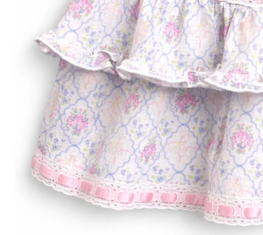 ruffle and satin lace detailing on the julie floral skirt from katiej for tweens
