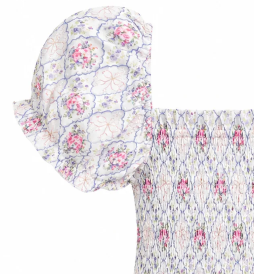 tween girls dress with floral and bow print 
