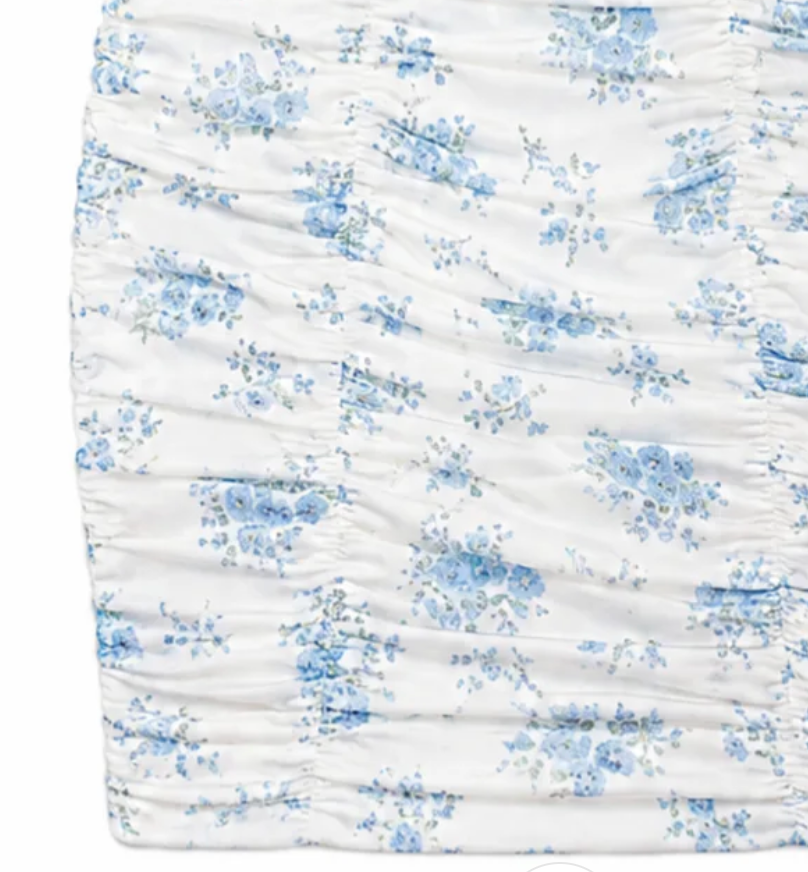 KatieJ NYC tween party dress with blue floral print mesh fabric and stylish front cutout detail