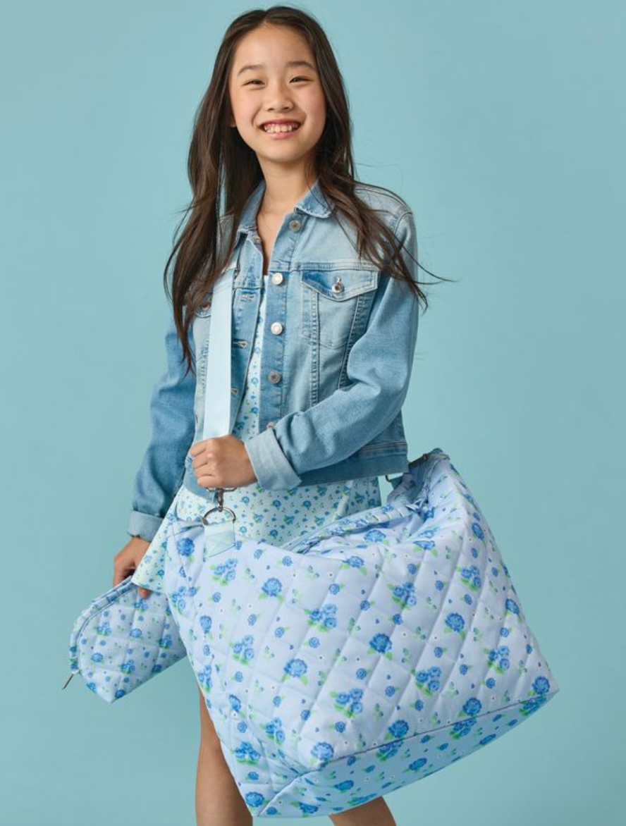 Iscream Blue Floral Girls Cosmetic Bag & Travel Organizer Pouch