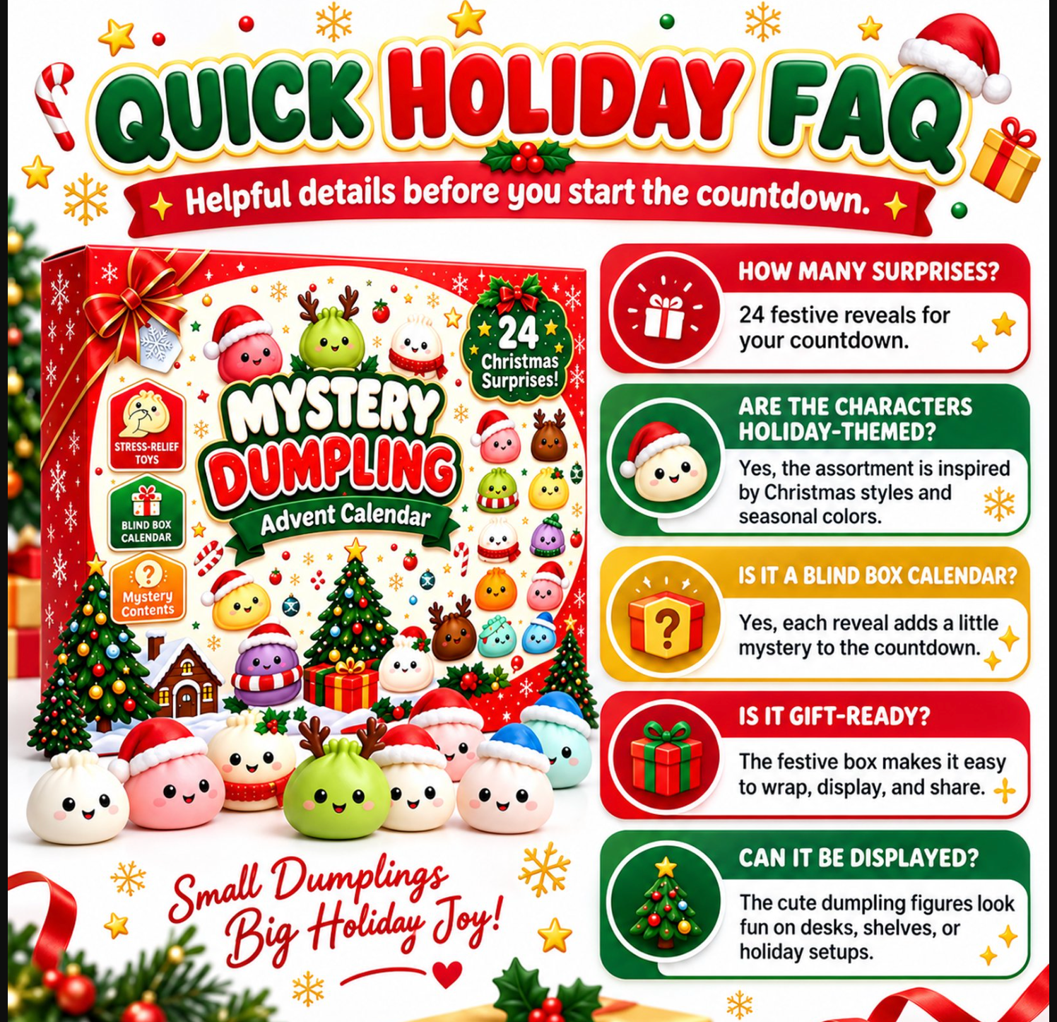 Mystery Dumpling 24 Day Holiday Advent Calendar SHIPS 10/30