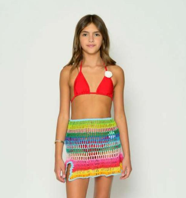 KatieJ NYC Tween Palmer Crochet Mini Skirt - Rainbow