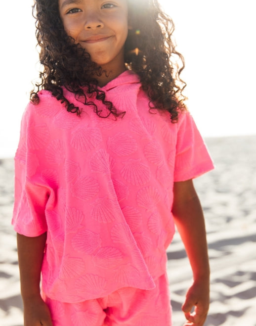 Feather 4 Arrow Shell Print Terry Hoody - Pink Sunset