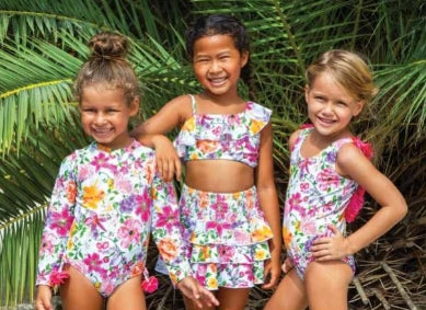 Shade Critters Summer Gardens 1pc Fringe Back Swimsuit