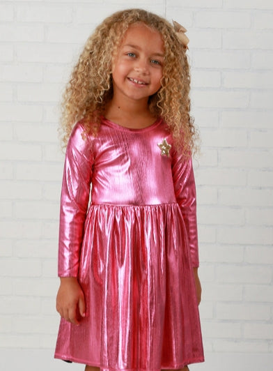 Petite Hailey Star Disco Dress - Pink