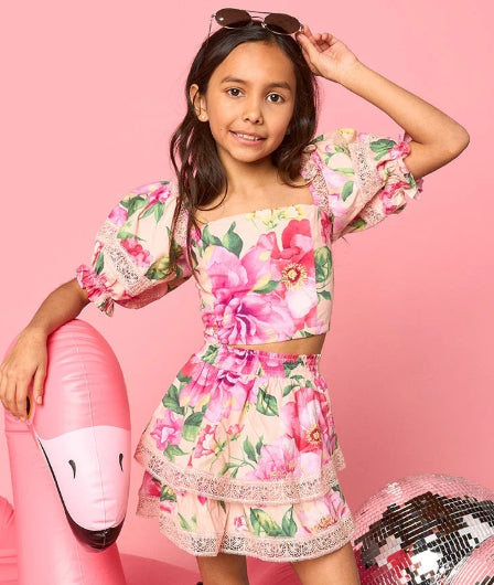 Buddy Love Tween 2pc Floral Print Skirt Set - Size 12