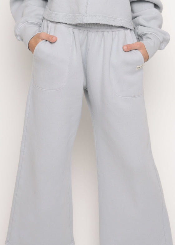 Kaveah Cotton Fleece Wide Leg Pant - Silver Cloud