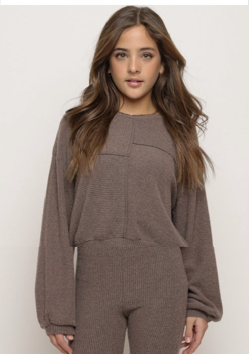 Kaveah Hacci Rib Seamed Sweatshirt- Mink