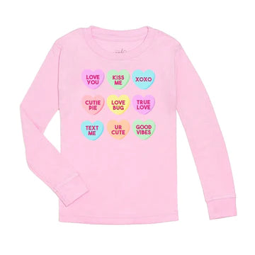 Sweet Wink Candy Hearts Valentine&#39;s Day Long Sleeve -Pink