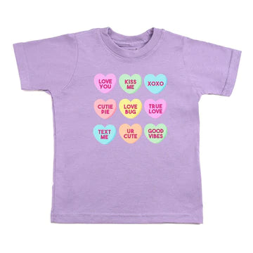 Sweet Wink Candy Hearts Valentine&#39;s Day Tee - Lavender