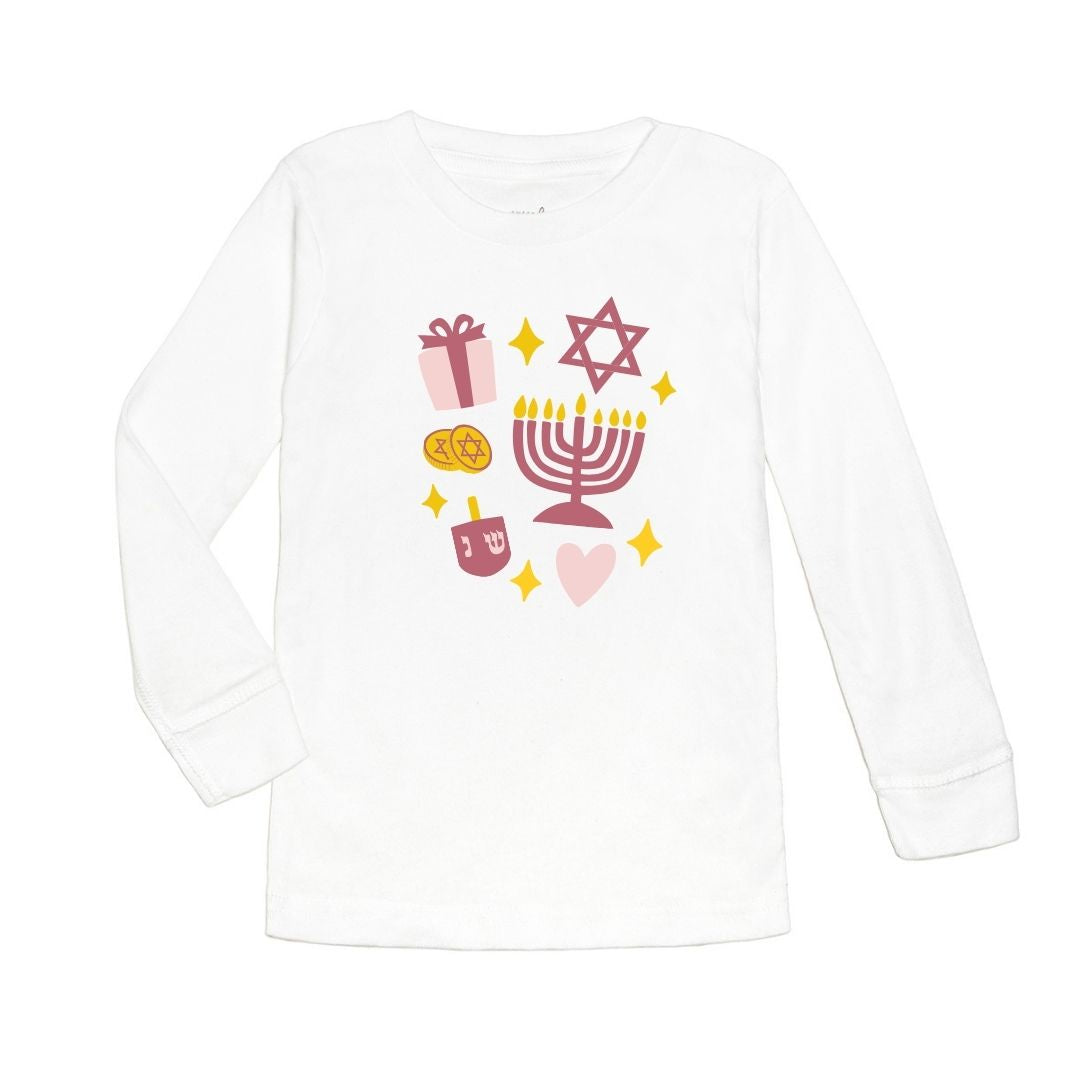 Sweet Wink Hanukkah Doodle Long Sleeve Shirt