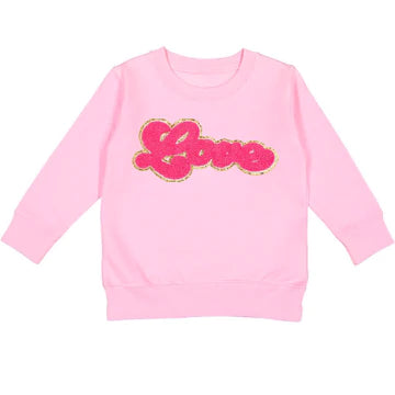Sweet Wink Love Script Patch Valentine&#39;s Day Sweatshirt - Pink