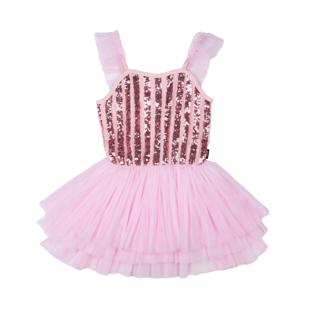 Luce tu vestido leo con falda de tul y lentejuelas rosa bebé 