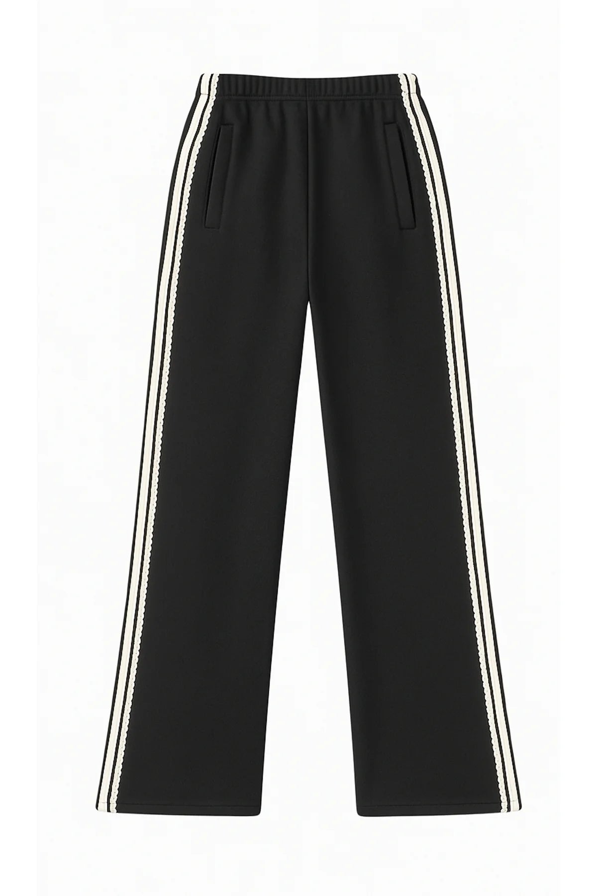 KatieJ NYC Tommy Track Pant- Ivory Lace + Black
