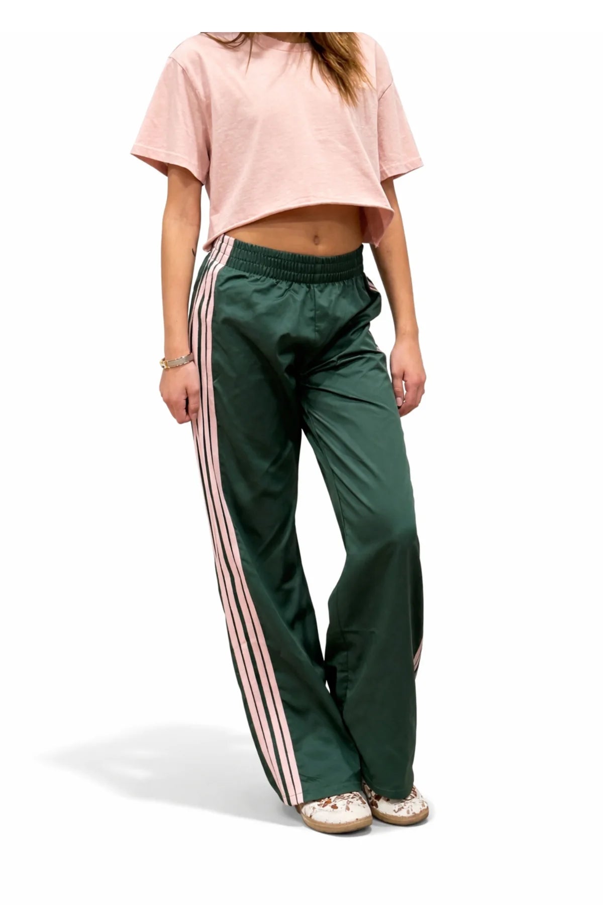 KatieJ NYC Tween Jordyn Track Pant - Pine/Soft Pink