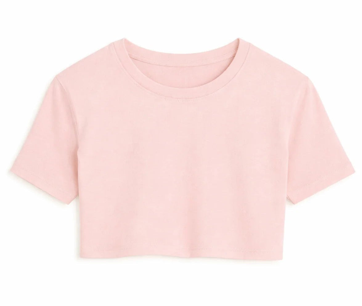 KatieJ Tristan Crop Tee - Pale Pink