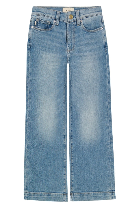 Designer tween girls denim jeans with adjustable waist tabs
