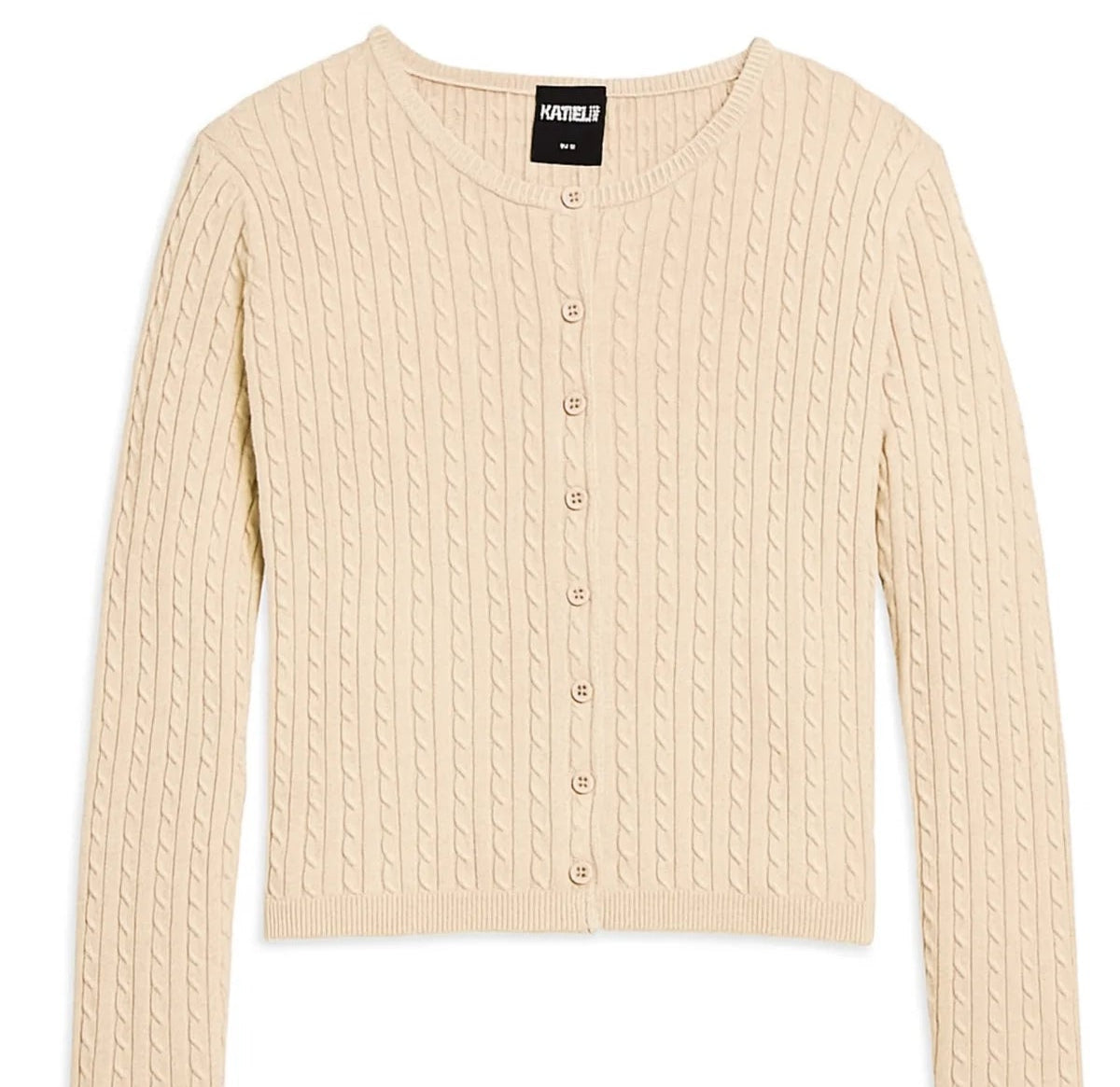 KatieJ Tween Girls Rory Cardigan in cable knit neutral color
